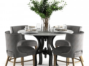modern round dining table and chair 3D 模型