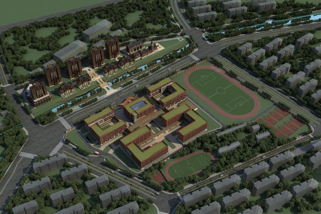 school birds eye view 3D Model .c4d .max .obj .3ds .fbx .stl .blend 