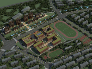 school birds eye view 3D 模型