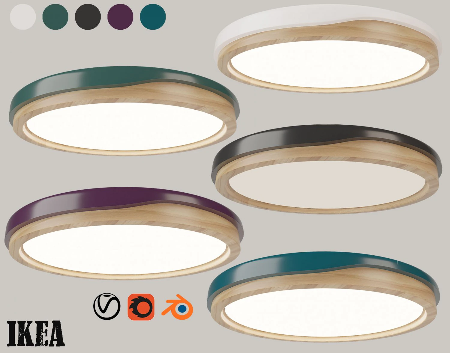 ikea-ceiling lamp vol 03 3D Model .c4d .max .obj .3ds .fbx .stl .blend 