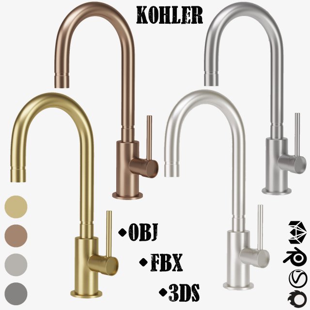 kohler-kitchen faucet vol 01 Modelo 3D .c4d .max .obj .3ds .fbx .stl .blend 