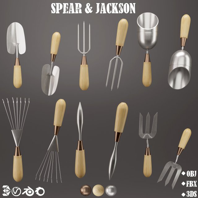 spearjackson-gardening tools vol 01 3D Model .c4d .max .obj .3ds .fbx .stl .blend 
