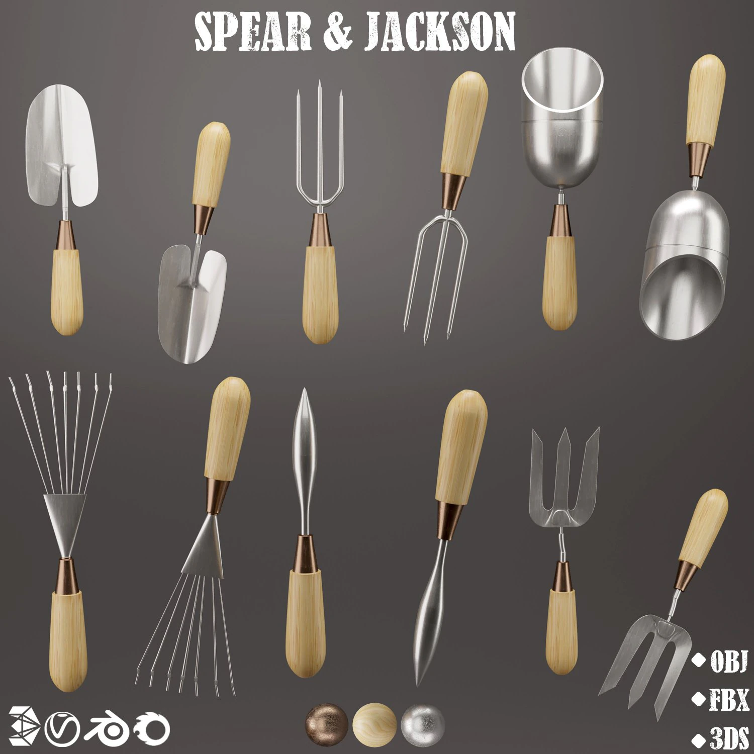 spearjackson-gardening tools vol 01 3D Model .c4d .max .obj .3ds .fbx .stl .blend 