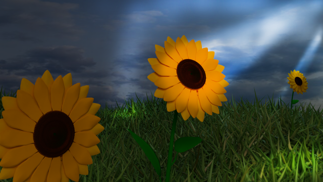 Abandoned sunflower field 3D 模型 .c4d .max .obj .3ds .fbx .stl .blend 