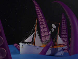 크라켄이 있는 장면 3D 모델