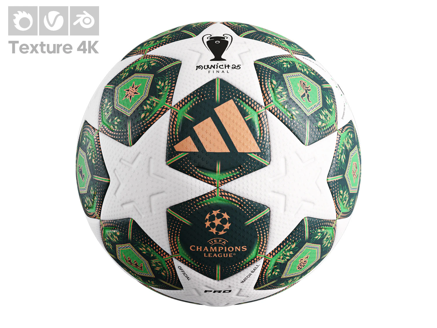UEFA Champions League Final 2025 Match Ball 3D Model .c4d .max .obj .3ds .fbx .stl .blend 