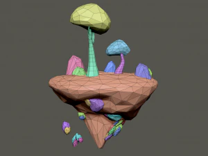 floating island low poly 3D Model