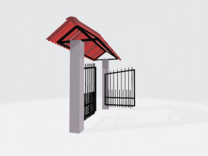 farm gate with roof Modèle 3D