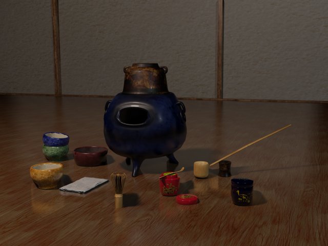 set for japanese tea ceremony Modello 3D .c4d .max .obj .3ds .fbx .stl .blend 