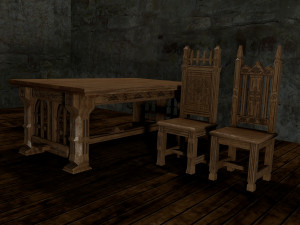 gothic table and chairs 3D Model