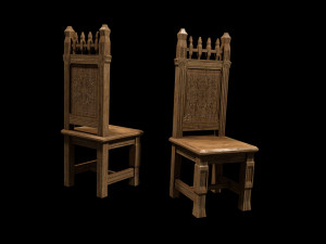 gothic table and chairs 3D 模型