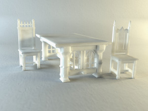 gothic table and chairs 3D 模型
