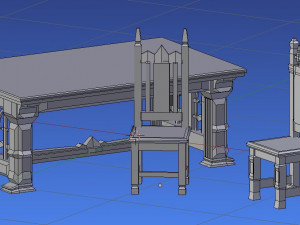 gothic table and chairs 3D 模型