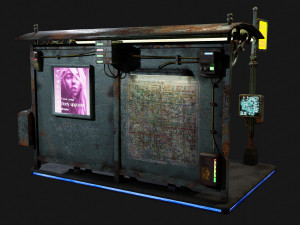 cyber punk bus stop 3D Model