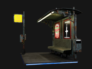 cyber punk bus stop 3D Model