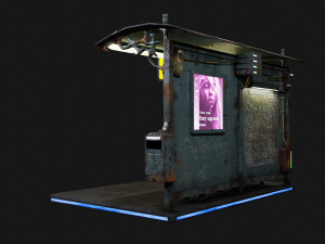 cyber punk bus stop 3D Model
