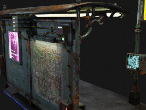 cyber punk bus stop 3D Model