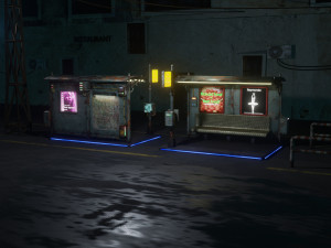 cyber punk bus stop 3D Model