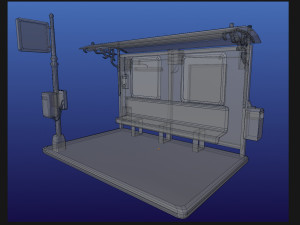 cyber punk bus stop 3D Model