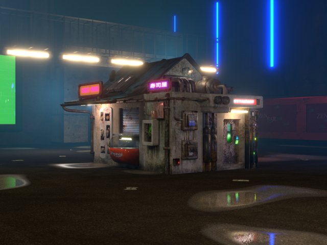 Cyberpunk Sushi House Modelo 3D .c4d .max .obj .3ds .fbx .stl .blend 