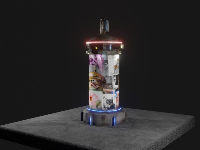 Cyberpunk advertising colum 3D-Modell .c4d .max .obj .3ds .fbx .stl .blend 