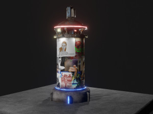 Cyberpunk advertising colum 3D-Modell