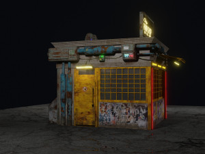 Low Poly Cyberpunk Pawn Shop for Games or Rendering 3D 模型