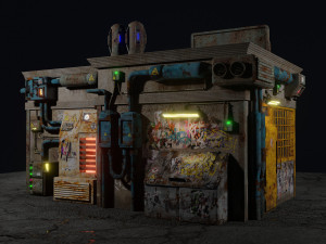 Low Poly Cyberpunk Pawn Shop for Games or Rendering 3D 模型
