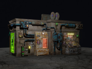 Low Poly Cyberpunk Pawn Shop for Games or Rendering 3D 模型