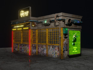 Low Poly Cyberpunk Pawn Shop for Games or Rendering 3D 模型