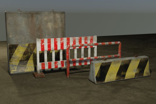 Road Barriers Set 3D 模型 .c4d .max .obj .3ds .fbx .stl .blend 