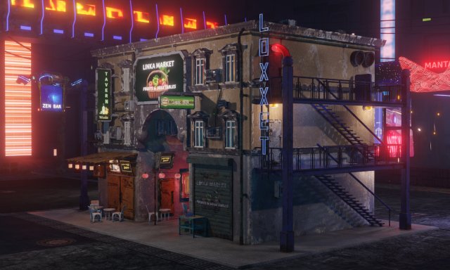 Cyberpunk Mall Modello 3D .c4d .max .obj .3ds .fbx .stl .blend 