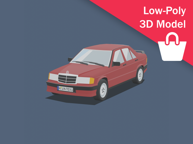 cartoon mercedes-benz e190 low-poly 3D Model .c4d .max .obj .3ds .fbx .stl .blend 
