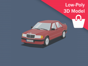 cartoon mercedes-benz e190 low-poly Modelo 3D