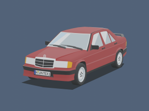 cartoon mercedes-benz e190 low-poly 3D Model