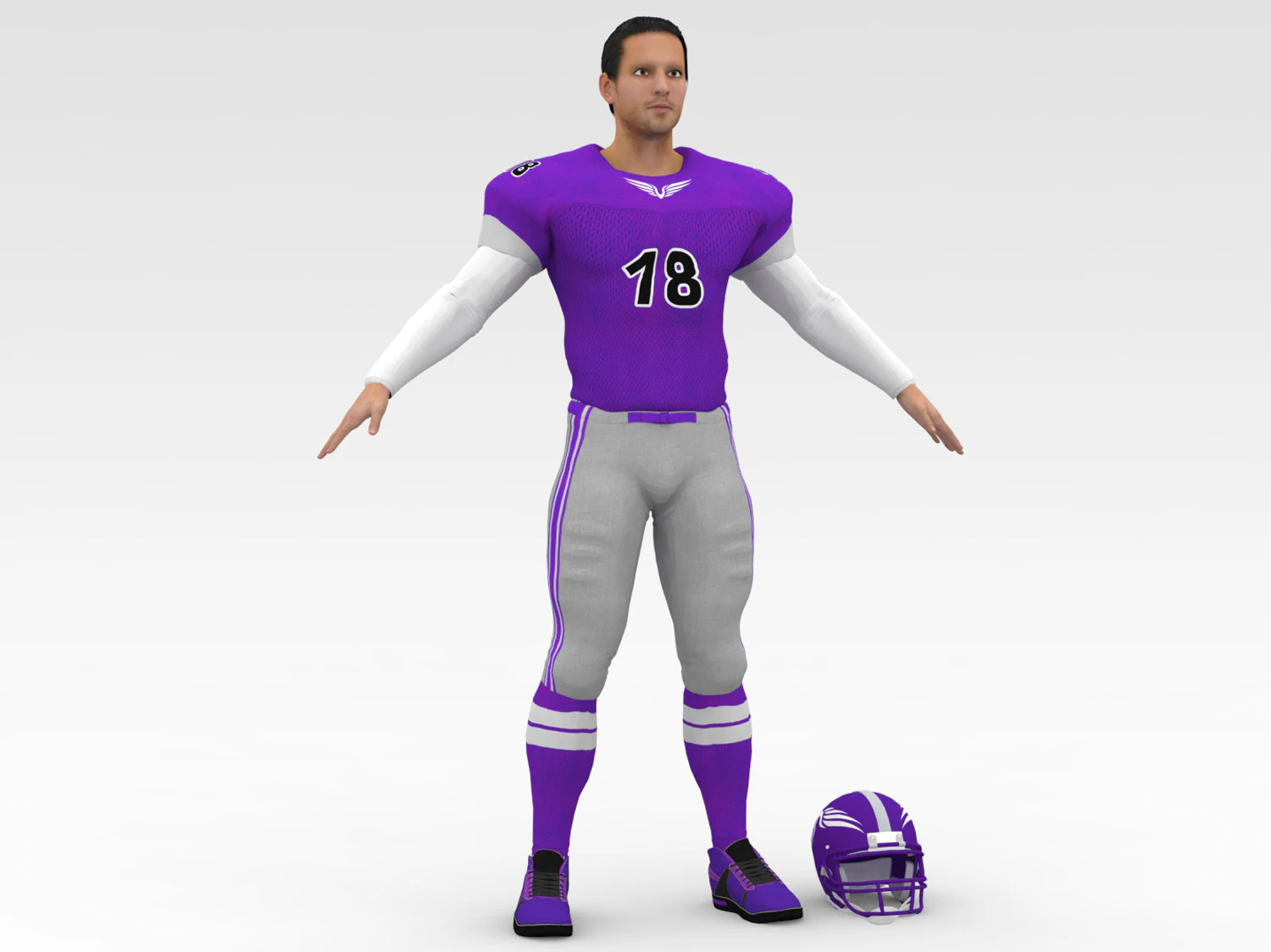 american football player v3 3D Model .c4d .max .obj .3ds .fbx .stl .blend 