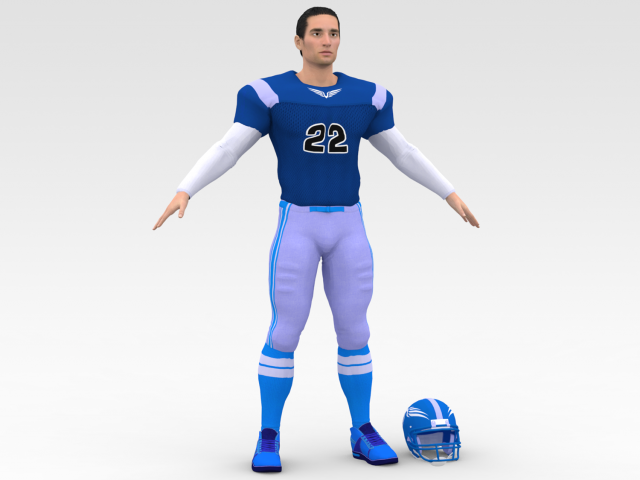 american football player v6 Modello 3D .c4d .max .obj .3ds .fbx .stl .blend 