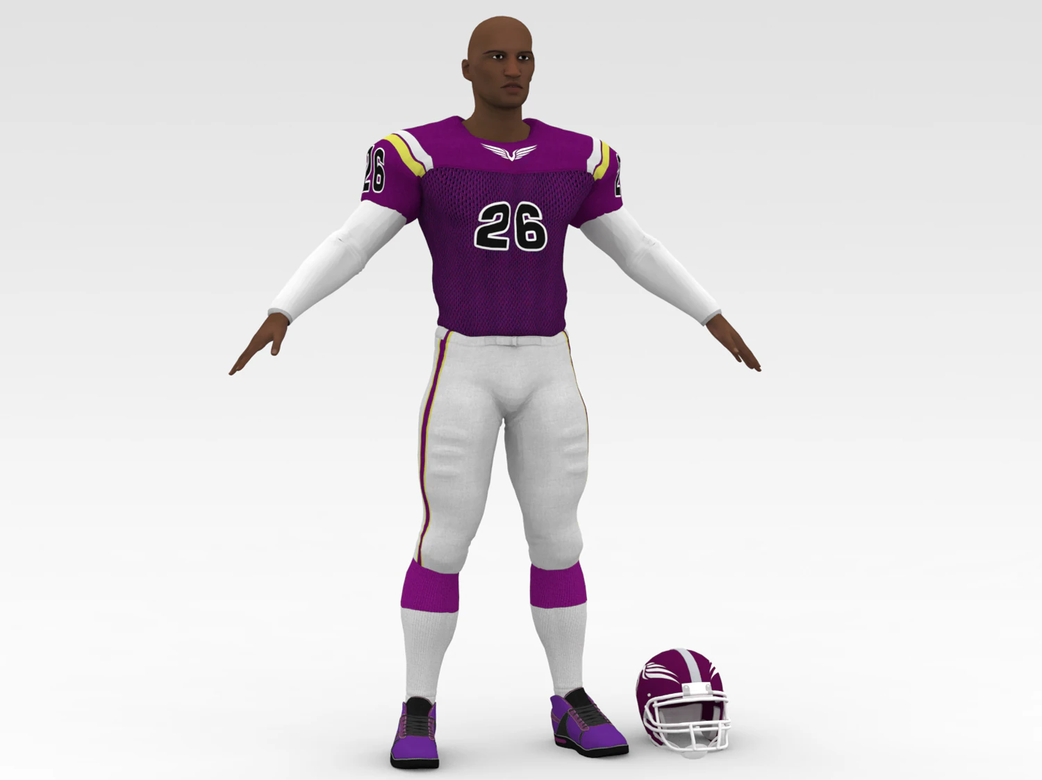 american football player v7 3D Model .c4d .max .obj .3ds .fbx .stl .blend 