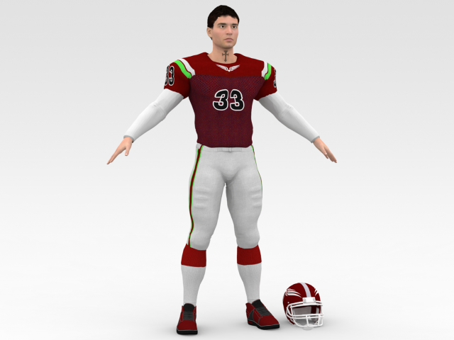 american football player v8 3D Model .c4d .max .obj .3ds .fbx .stl .blend 