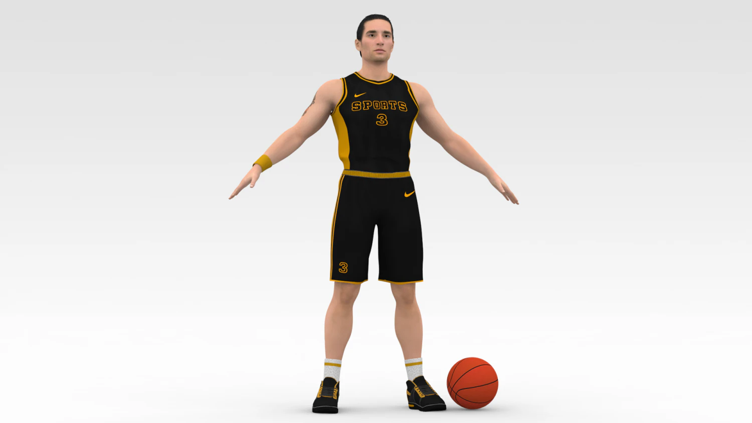 basketball player black player 01 3D Model .c4d .max .obj .3ds .fbx .stl .blend