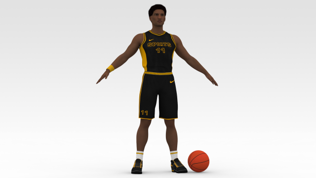 basketball player black player 02 3D Model .c4d .max .obj .3ds .fbx .stl .blend 