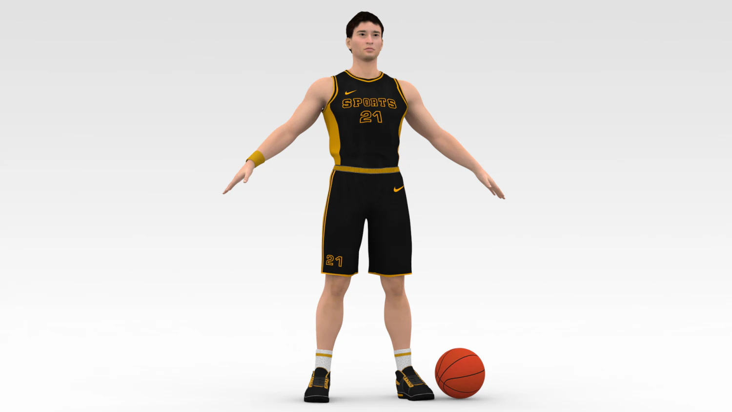 basketball player black player 05 3D Model .c4d .max .obj .3ds .fbx .stl .blend
