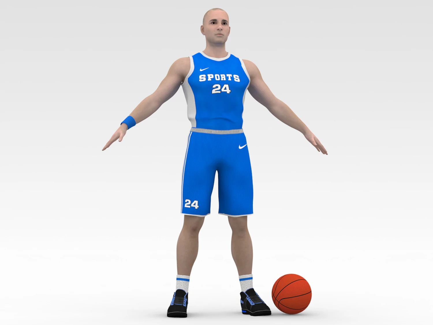 basketball player blue player 01 3D Model .c4d .max .obj .3ds .fbx .stl .blend