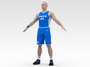 basketball player blue player 01 3D Model