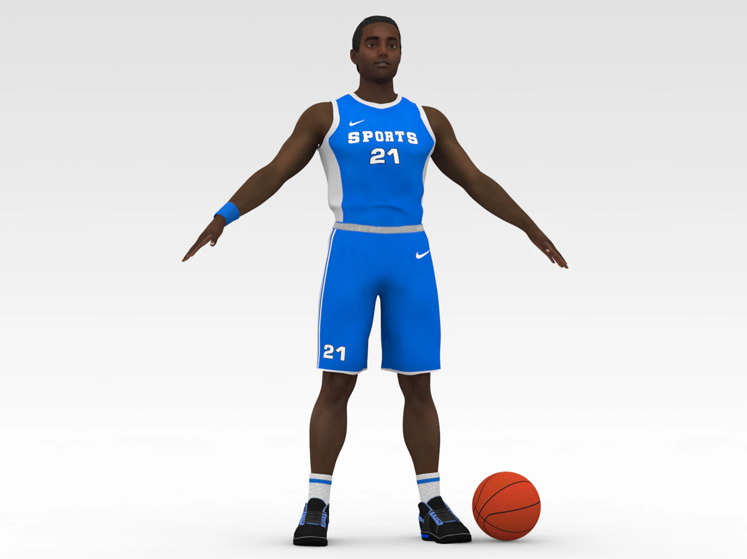 basketball player blue player 02 3D Model .c4d .max .obj .3ds .fbx .stl .blend 