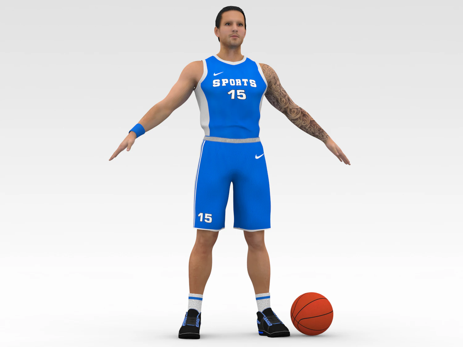 basketball player blue player 03 3D Model .c4d .max .obj .3ds .fbx .stl .blend 
