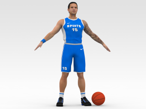 basketball player blue player 03 3D Model