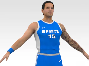 basketball player blue player 03 3D Model
