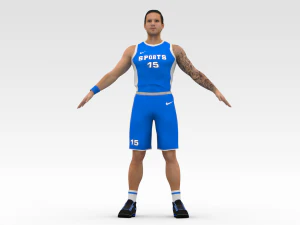 basketball player blue player 03 3D Model