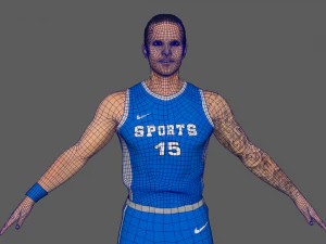 basketball player blue player 03 3D Model